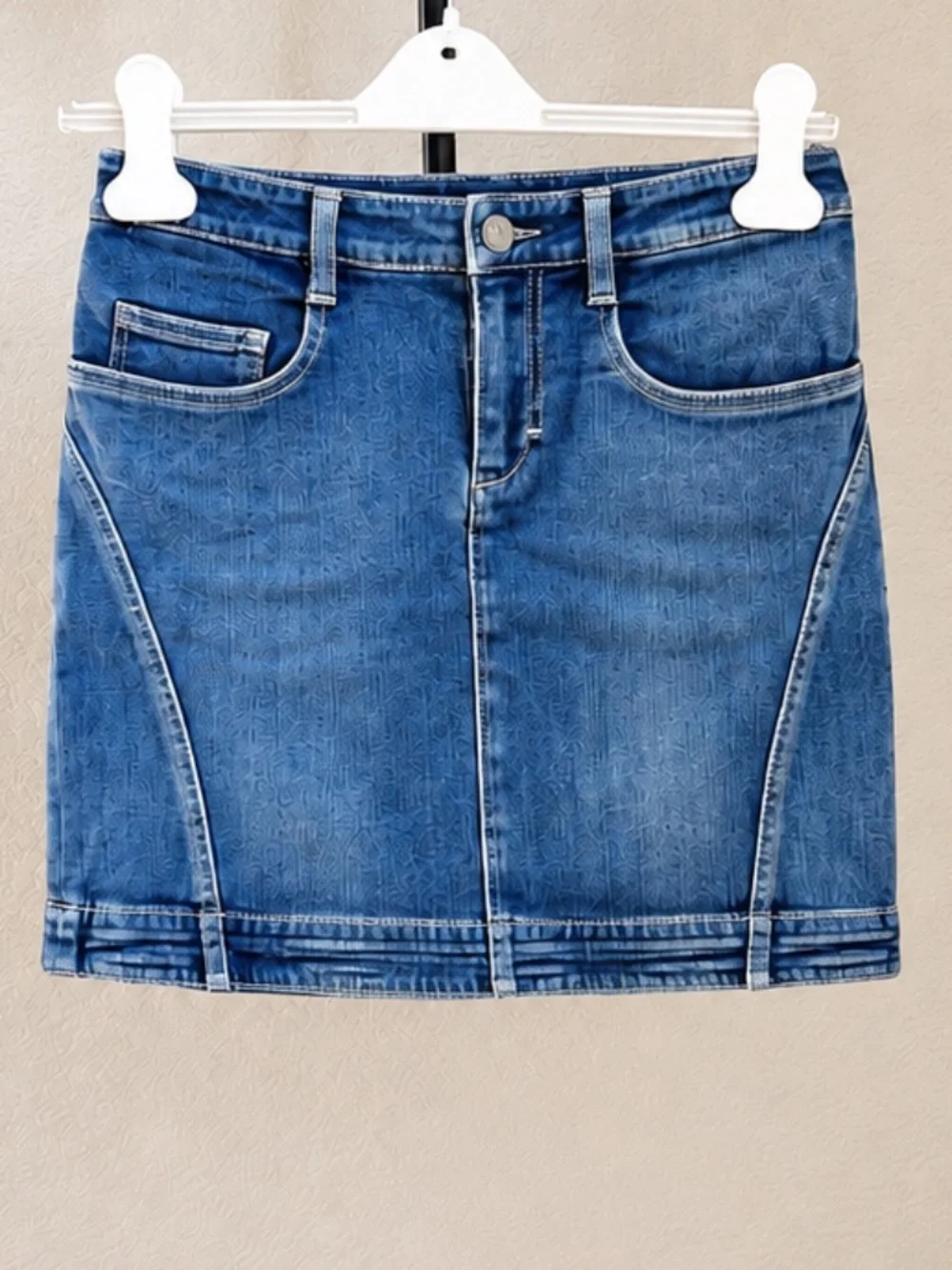 Louis Vuitton Denim Mini Skirt LV Logo Stitch Size 34